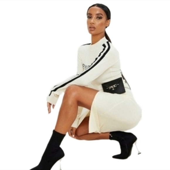 PrettyLittleThing Cream Sweater Dress - Picture 3 of 5